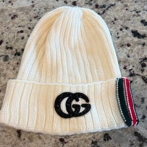 Luxury Cream Knit Beanie with Logo
